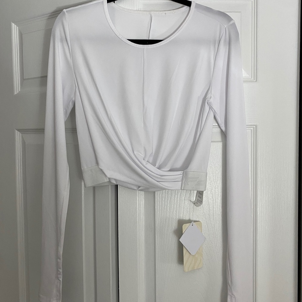 Fabletics White Crop Workout Top